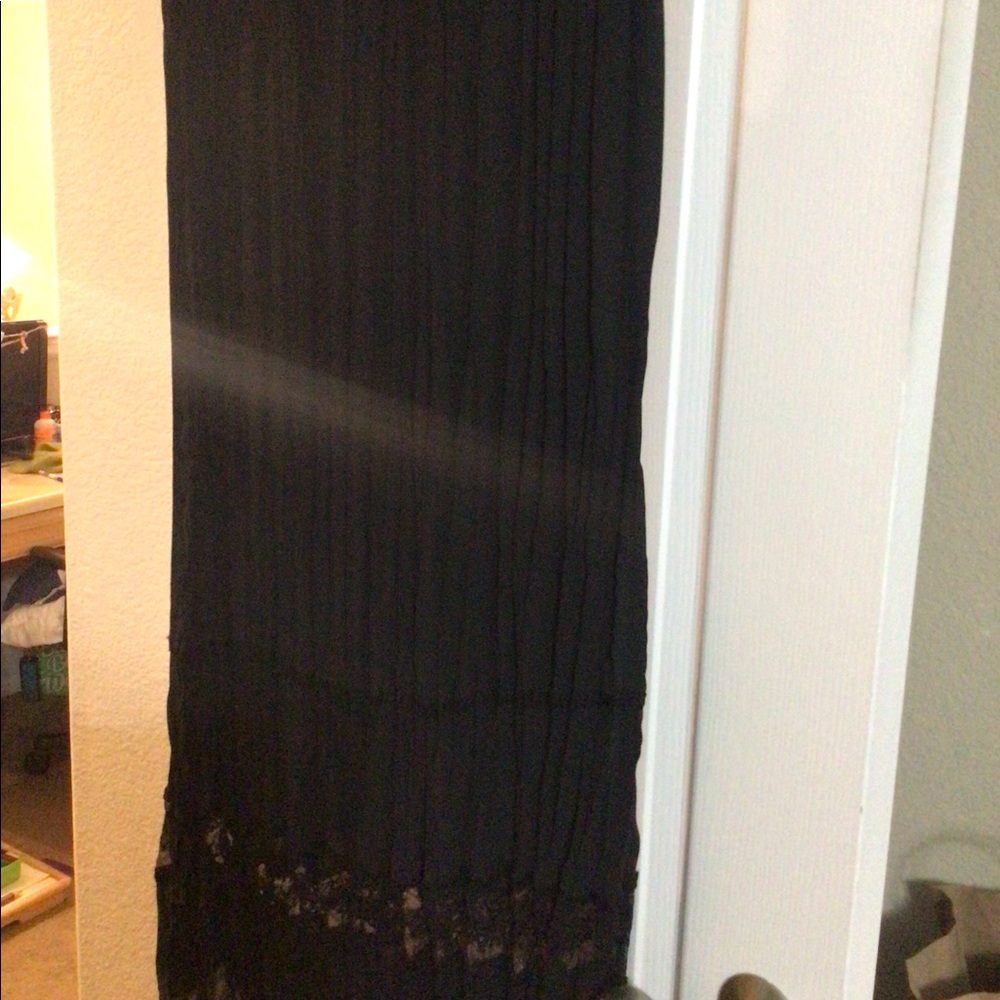 Nina K brand, size L, black long pleated skirt, with lace inset at bottom